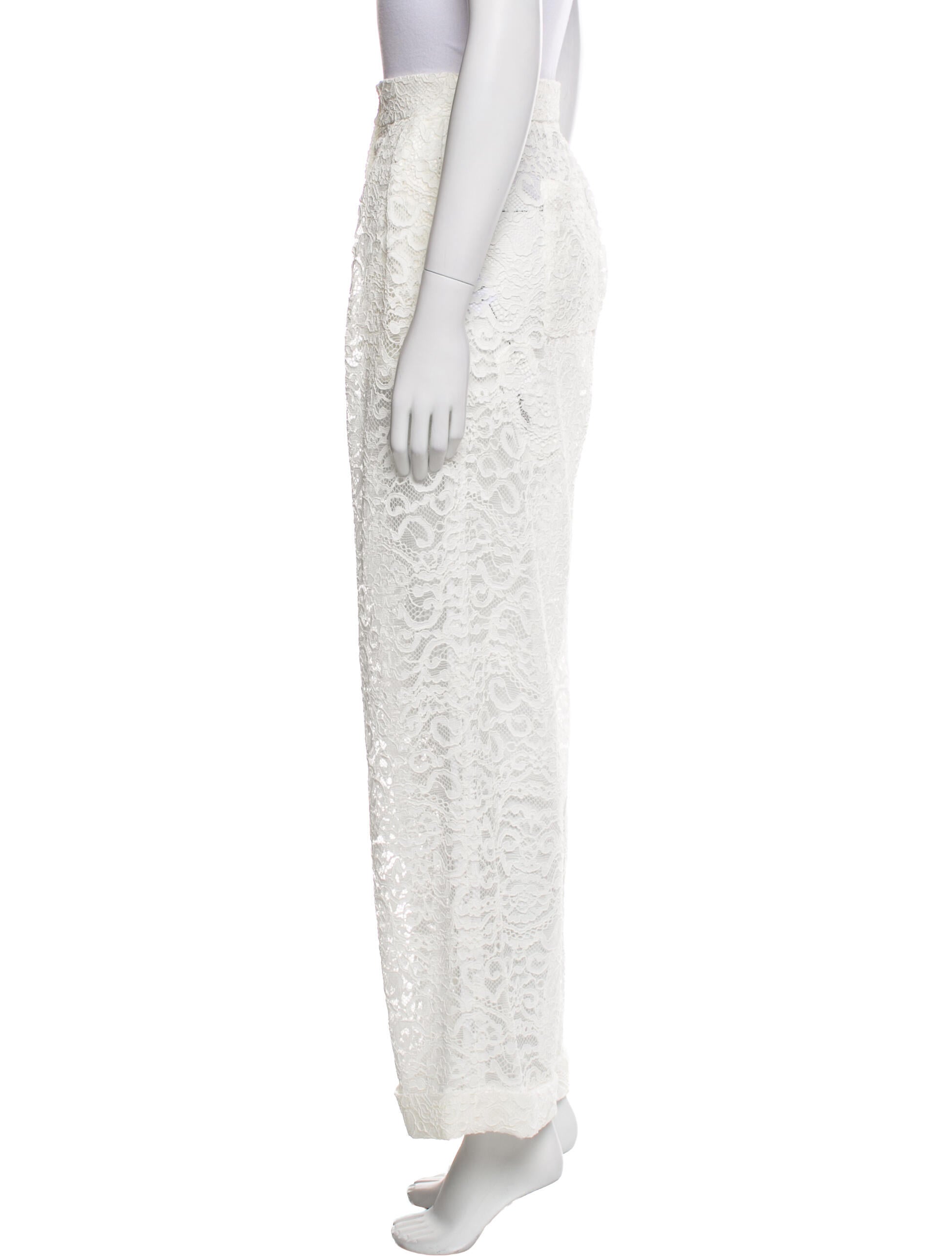 Interior Lace Pattern Wide Leg Pants