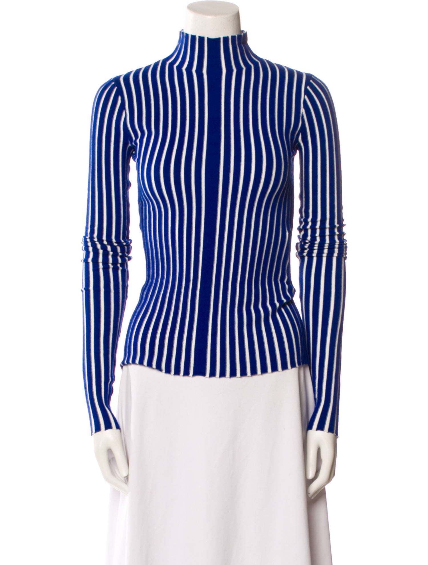 Interior Striped Mock Neck Top