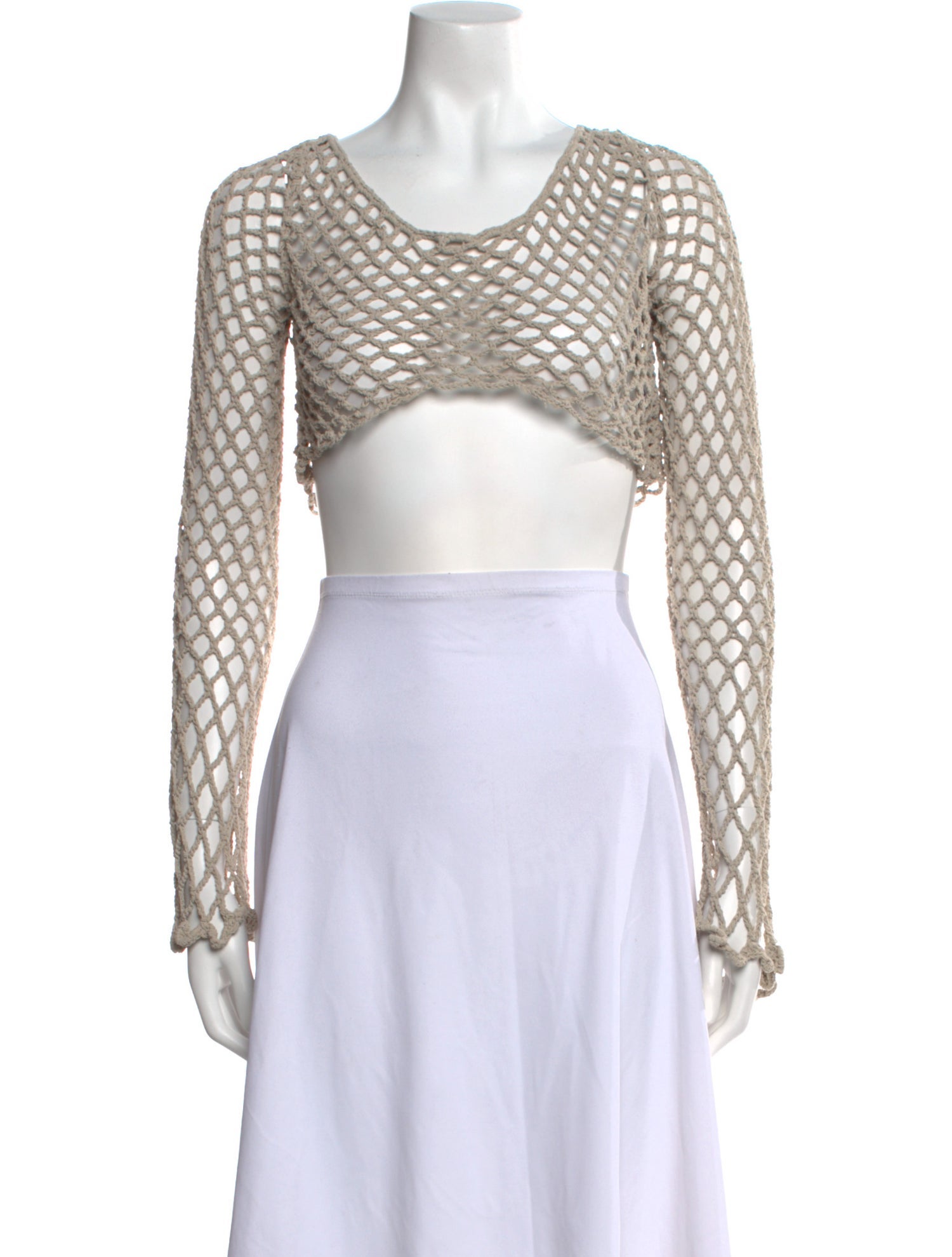 Interior Scoop Neck Long Sleeve Crop Top