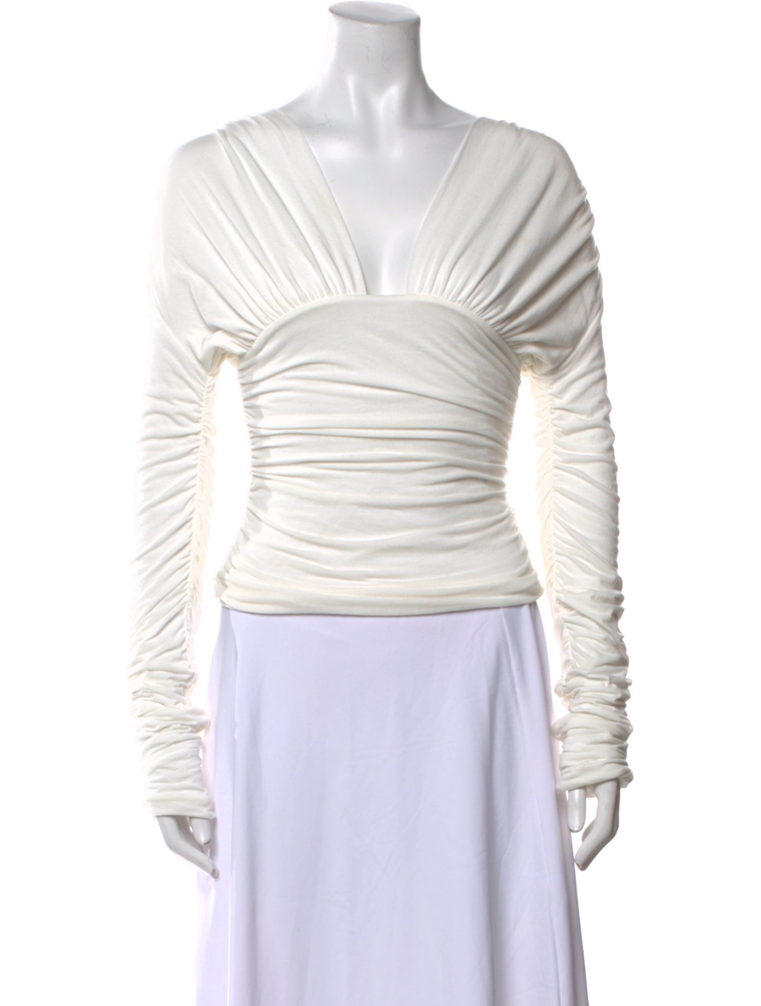 Interior V-Neck Long Sleeve Crop Top