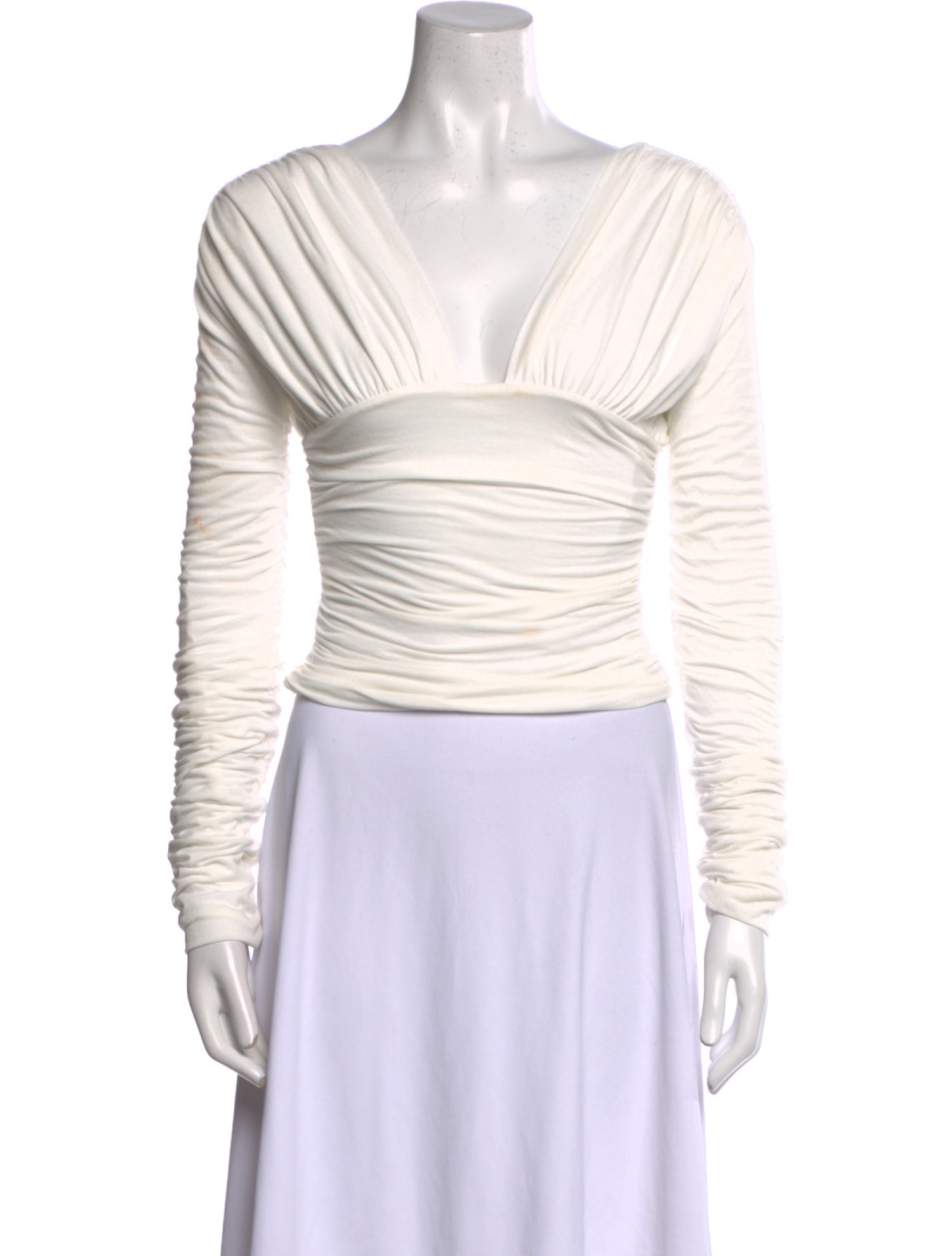 Interior V-Neck Long Sleeve Crop Top