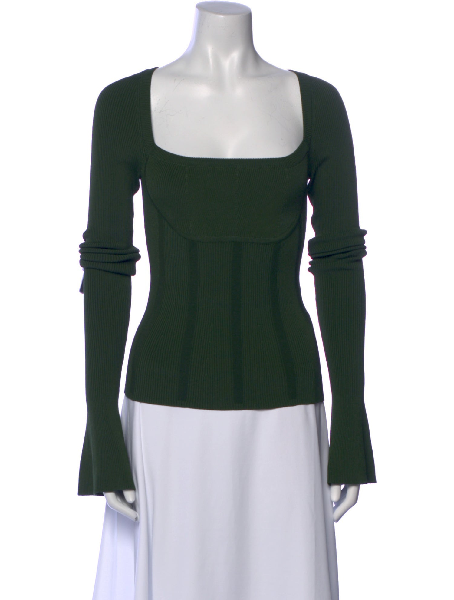 Interior Square Neckline Long Sleeve Top