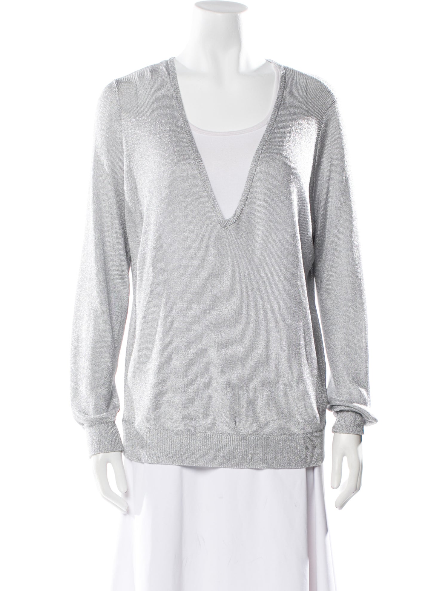 Interior V-Neck Long Sleeve Sweatshirt