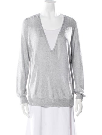 Interior V-Neck Long Sleeve Sweatshirt