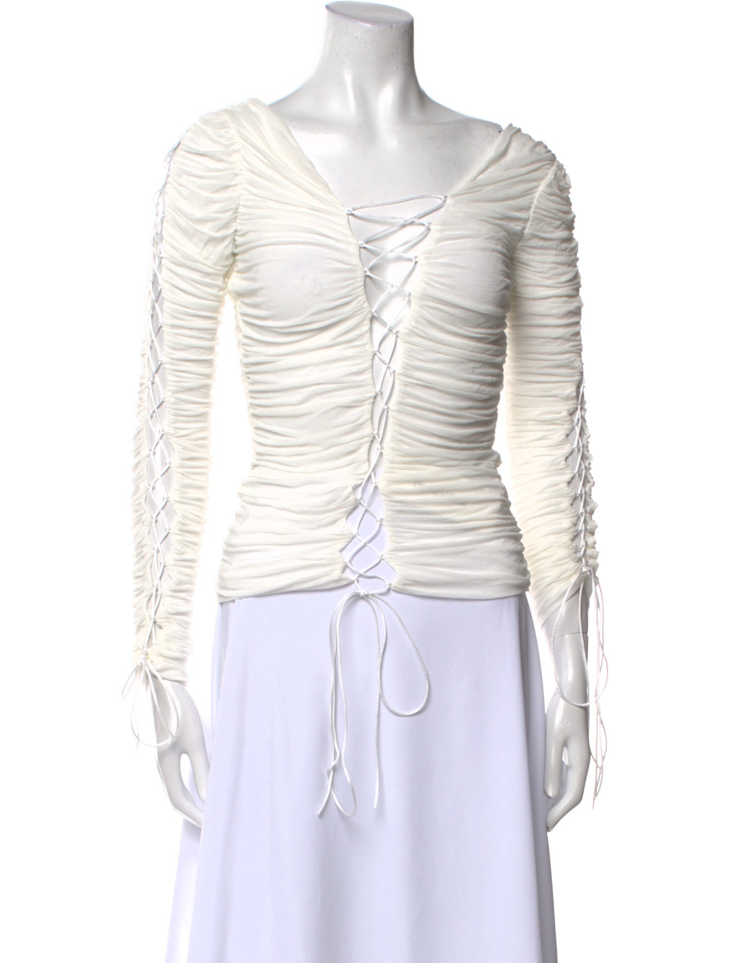 Interior V-Neck Long Sleeve Crop Top