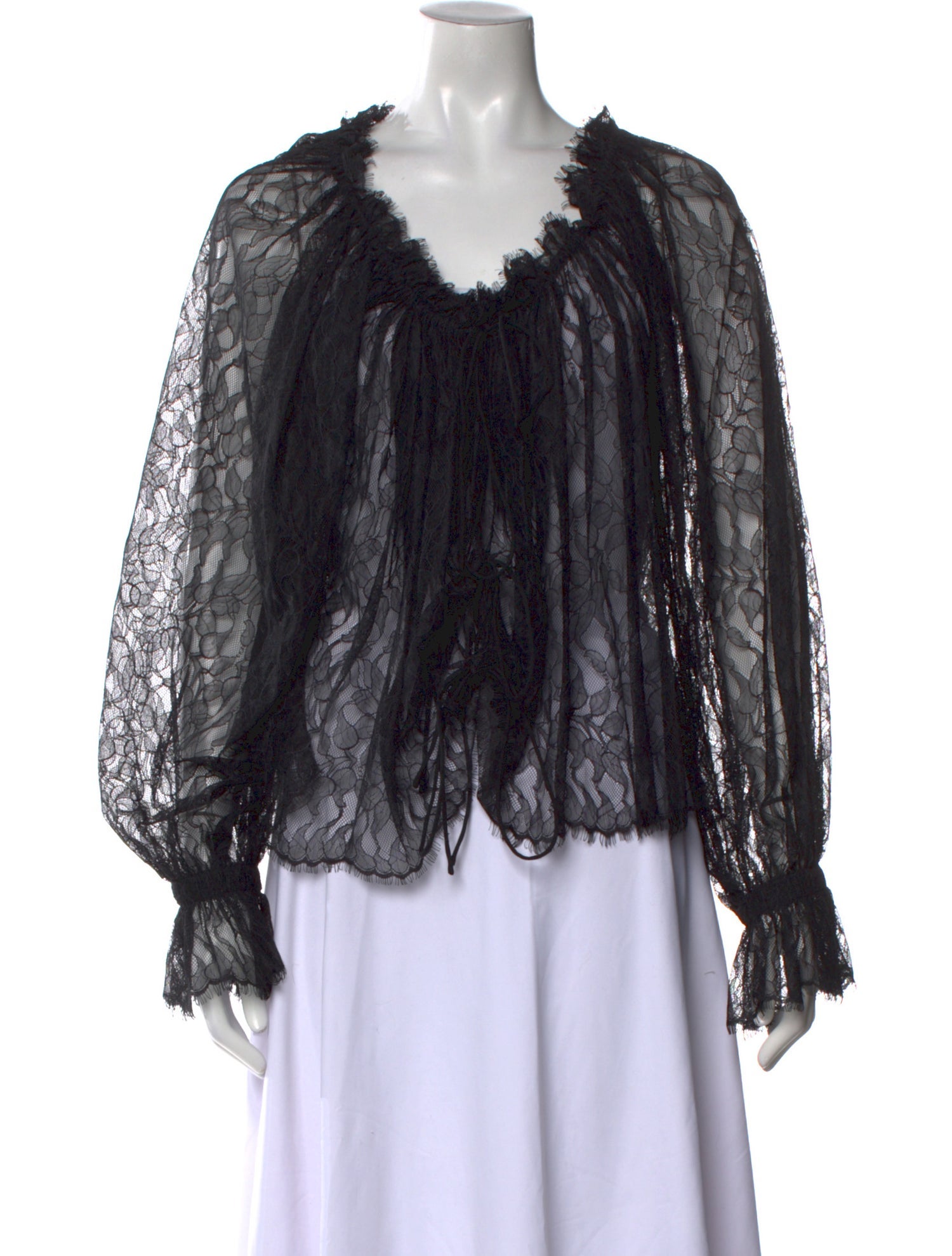 Interior Scoop Neck Long Sleeve Blouse