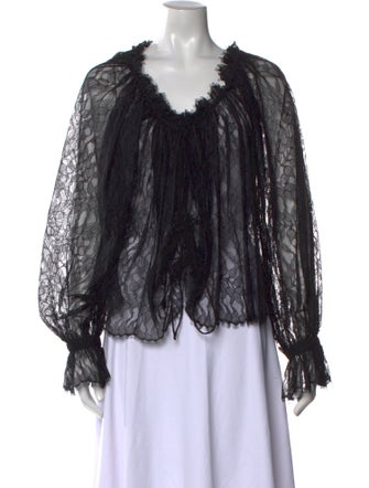 Interior Scoop Neck Long Sleeve Blouse