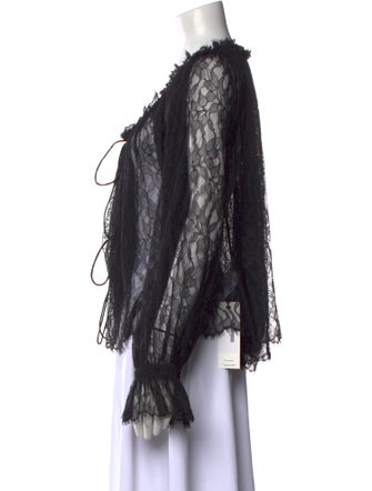 Interior Scoop Neck Long Sleeve Blouse