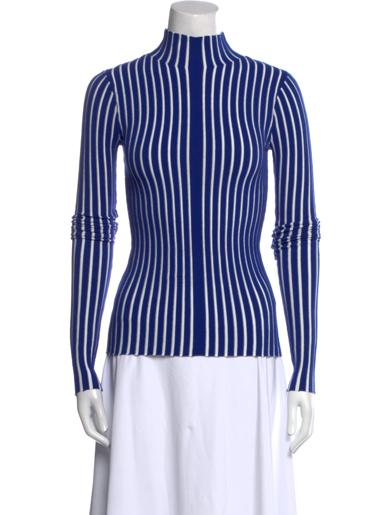Interior Striped Mock Neck Top