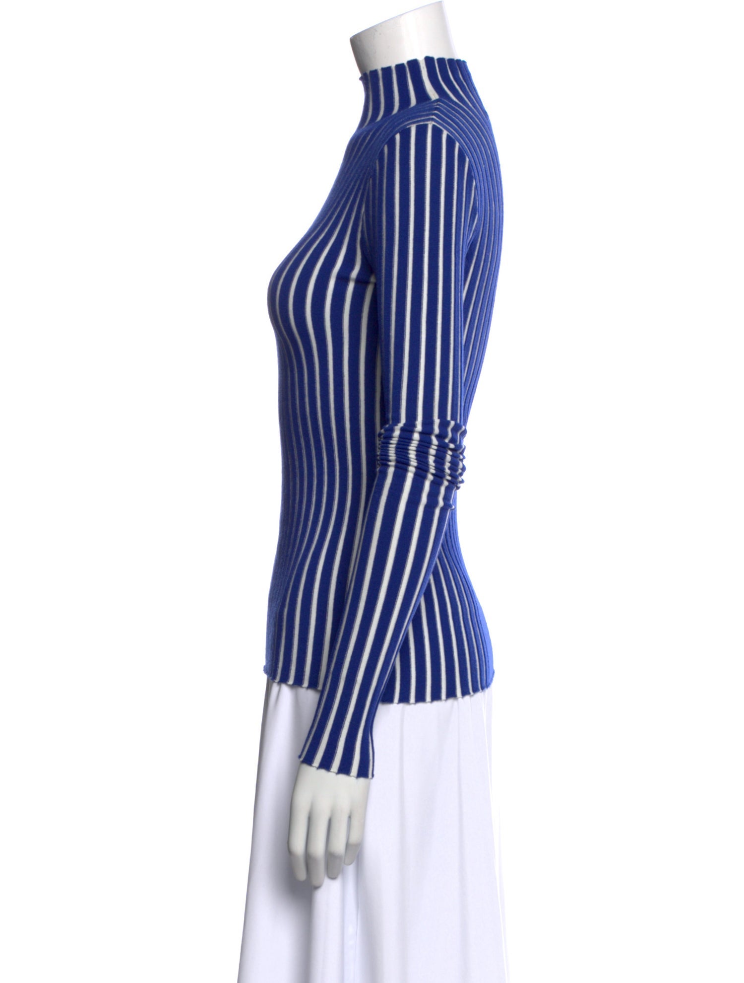 Interior Striped Mock Neck Top