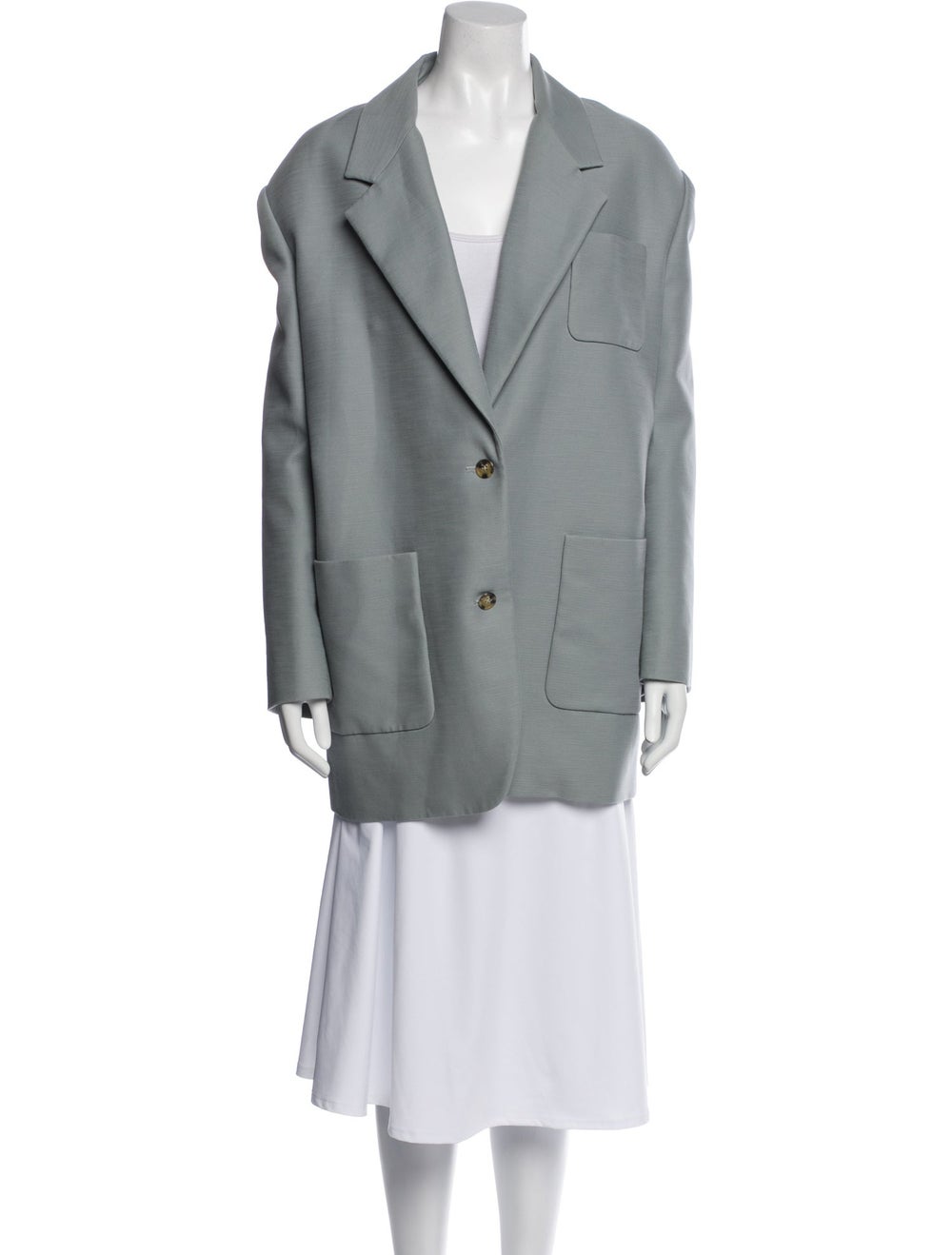 Interior Blazer Grey Pointed Collar Patch Pockets… - image 1