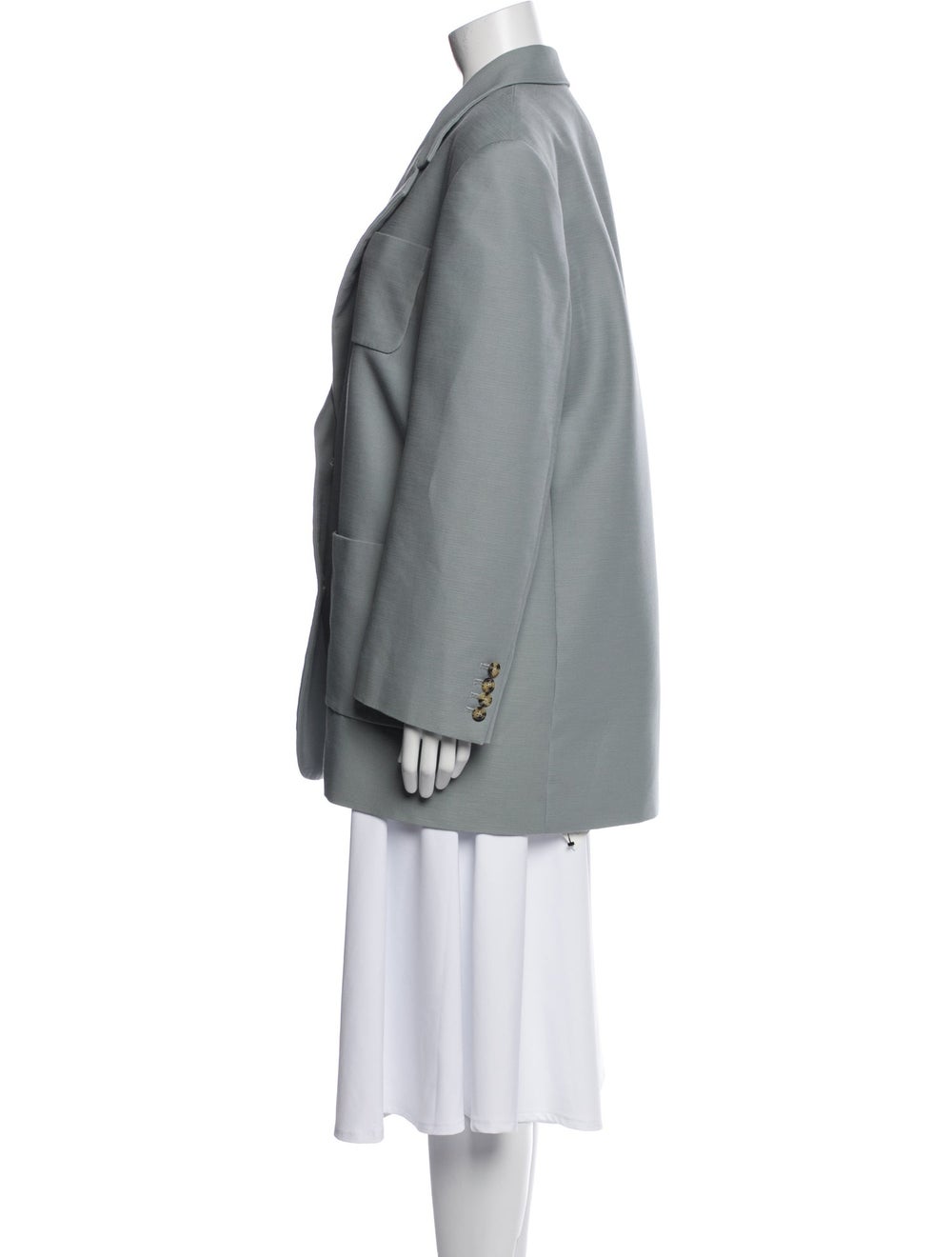 Interior Blazer Grey Pointed Collar Patch Pockets… - image 2