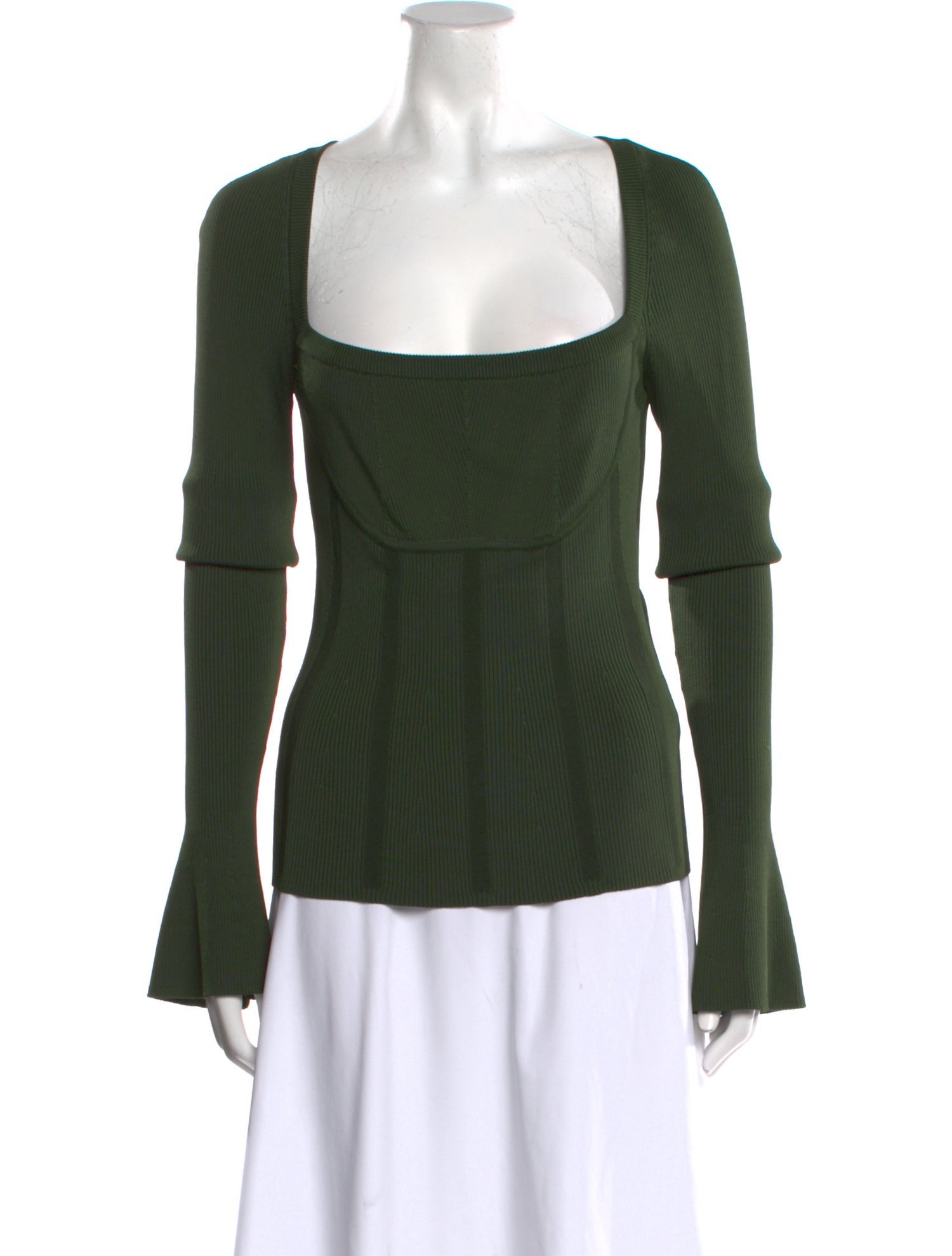 Interior Square Neckline Long Sleeve Top