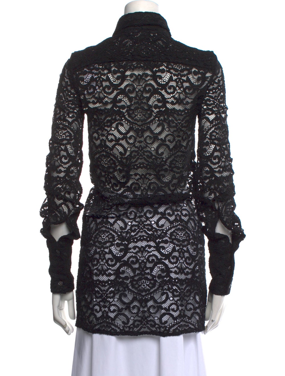 Interior Tunic Black Lace Pattern Long Sleeve wit… - image 3