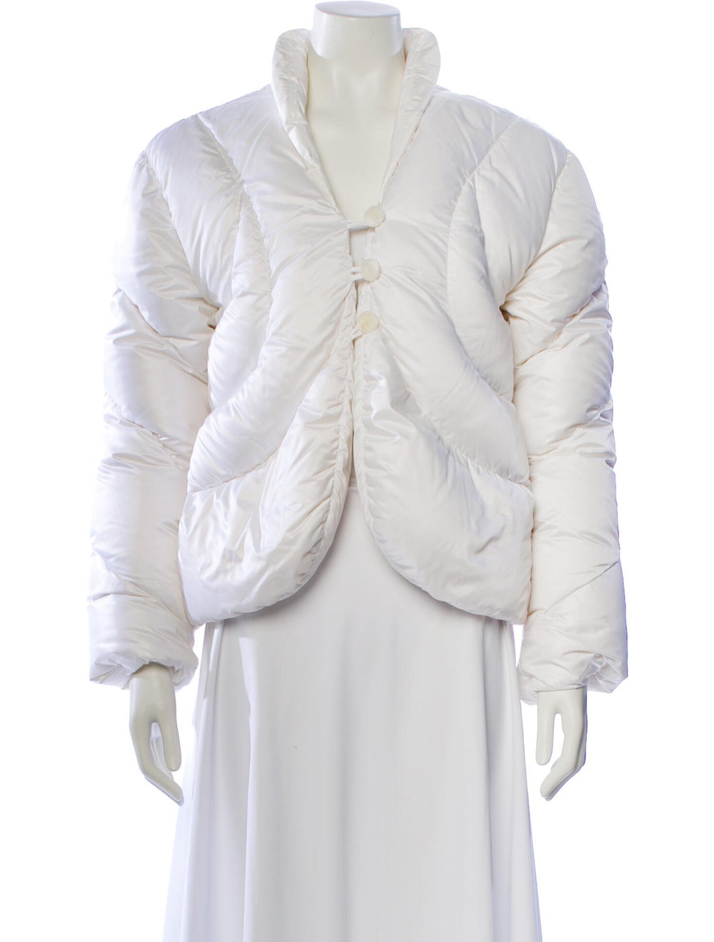 Interior Silk Down Jacket White Stand Collar - image 1