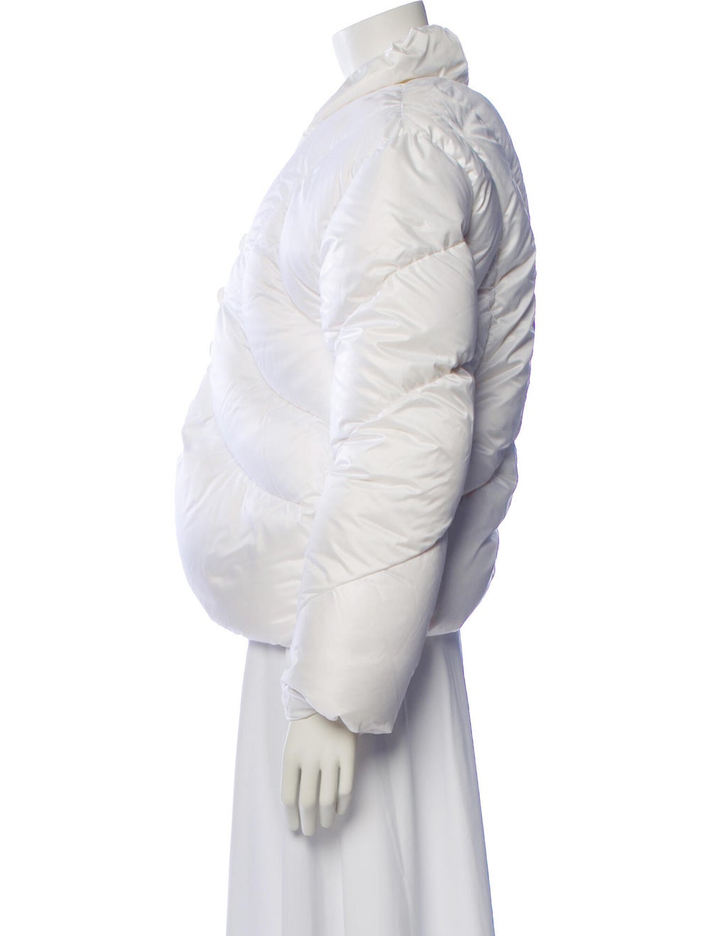 Interior Silk Down Jacket White Stand Collar - image 2