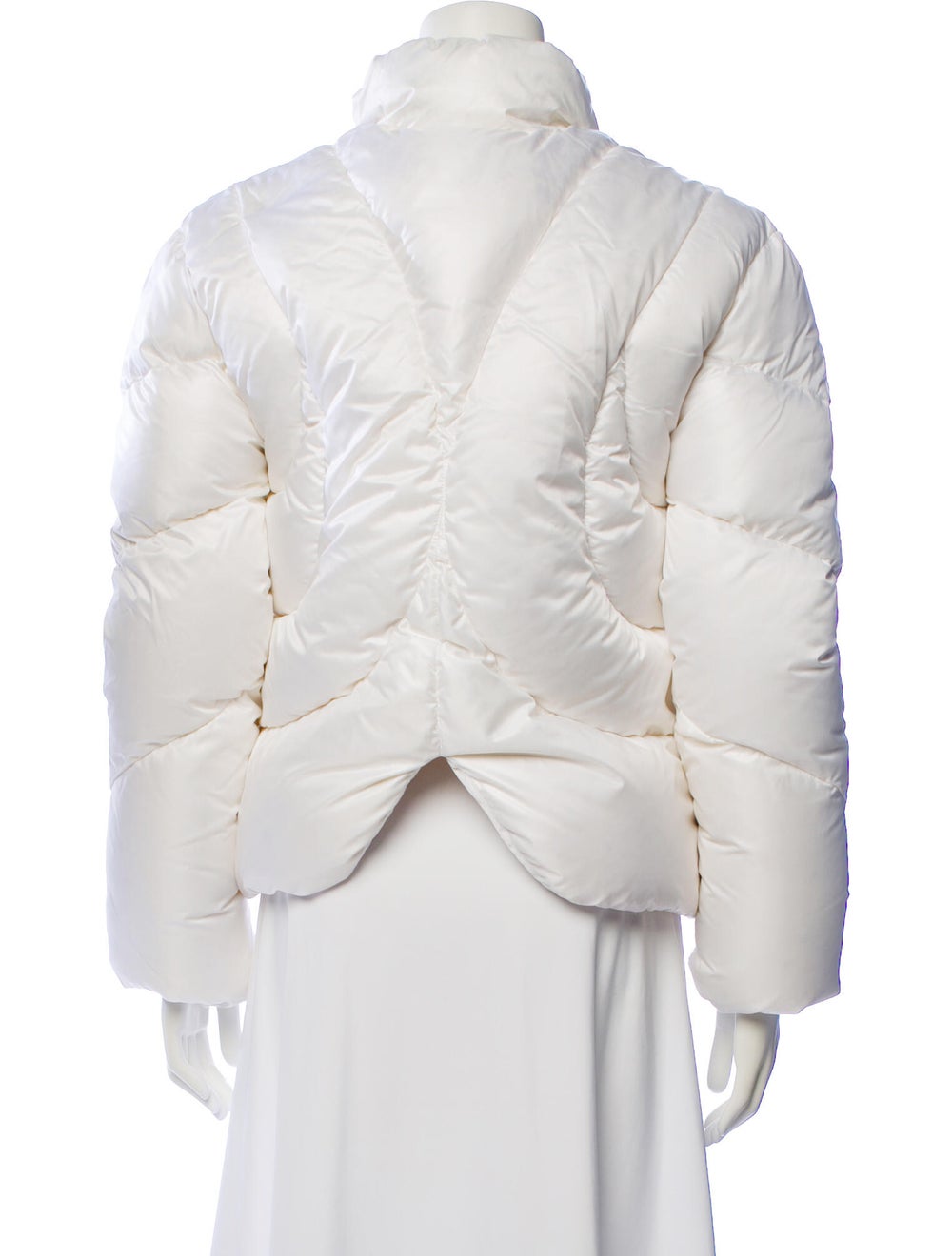 Interior Silk Down Jacket White Stand Collar - image 3