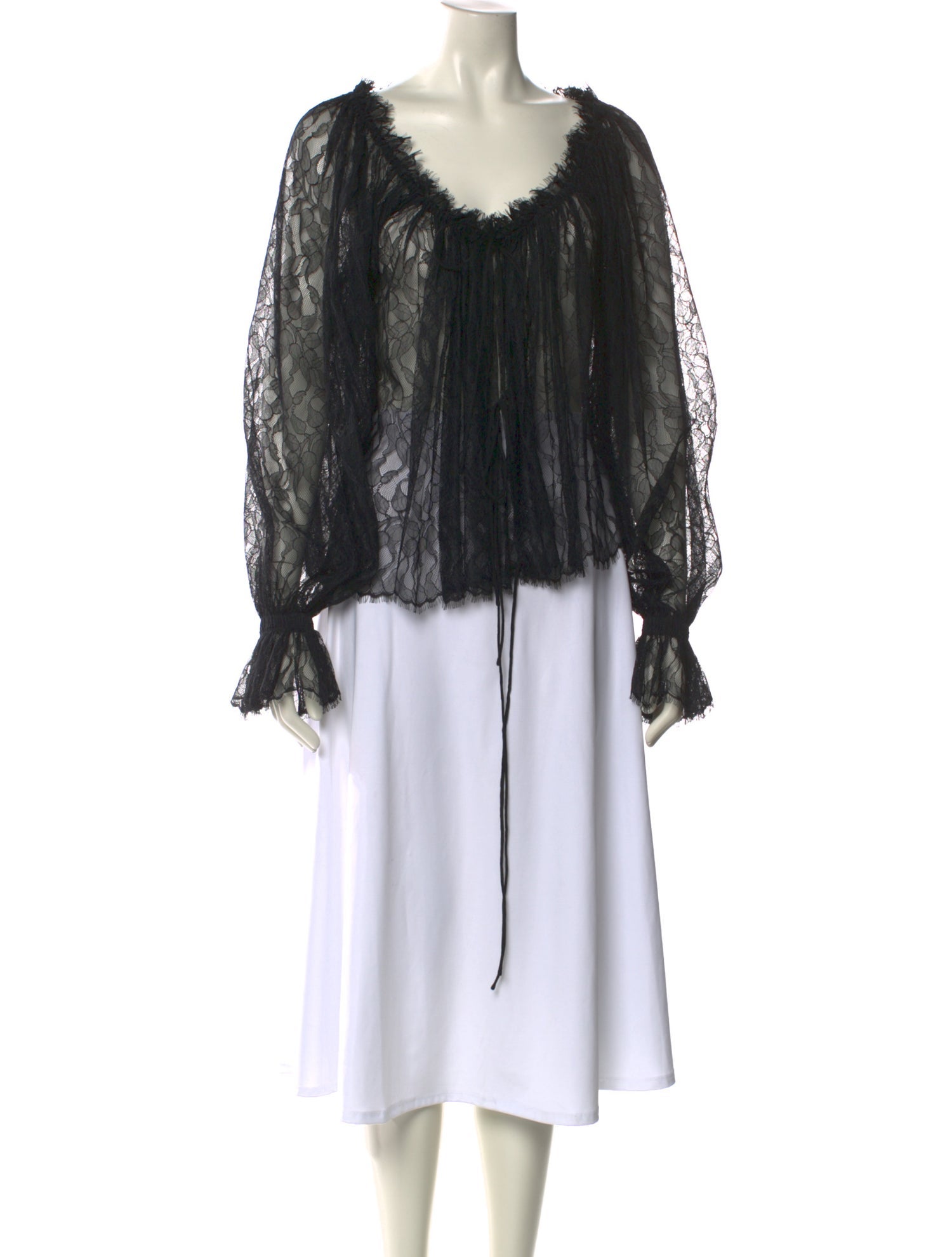 Interior Lace Pattern Scoop Neck Blouse