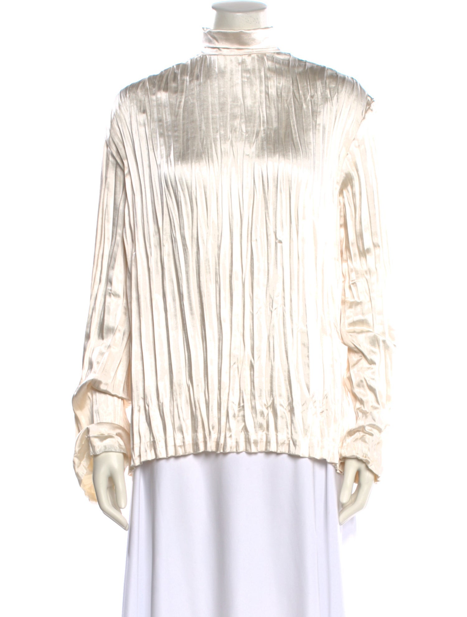 Interior Mock Neck Long Sleeve Blouse