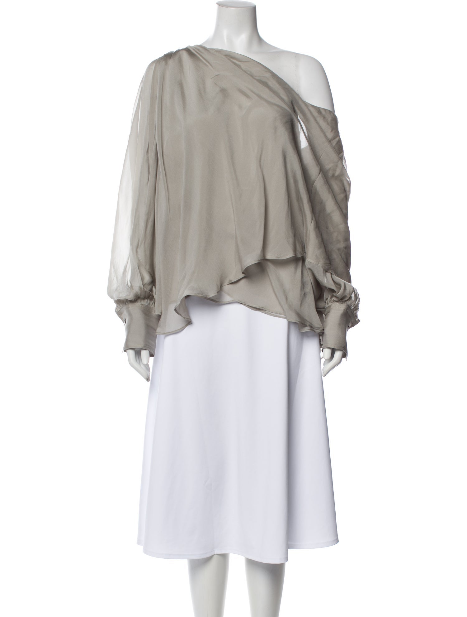 Interior Silk One-Shoulder Blouse