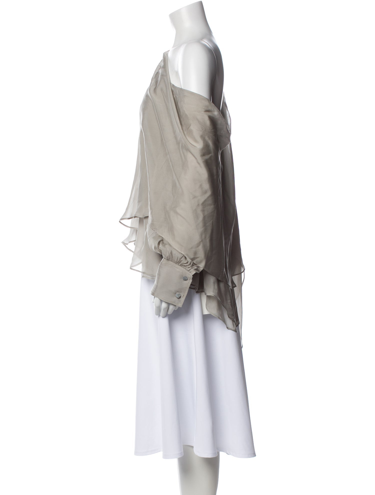 Interior Silk One-Shoulder Blouse