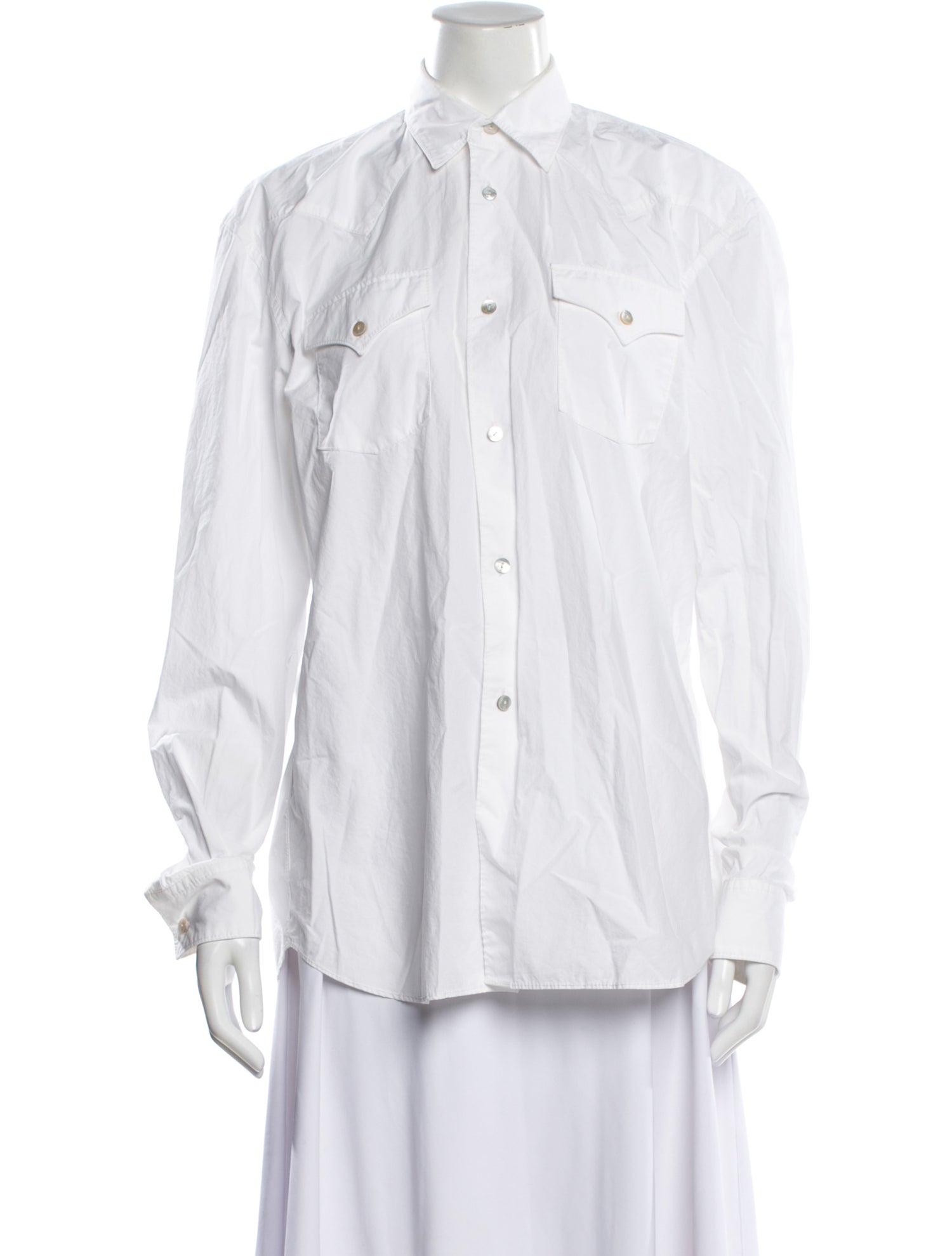 Interior Long Sleeve Button-Up Top