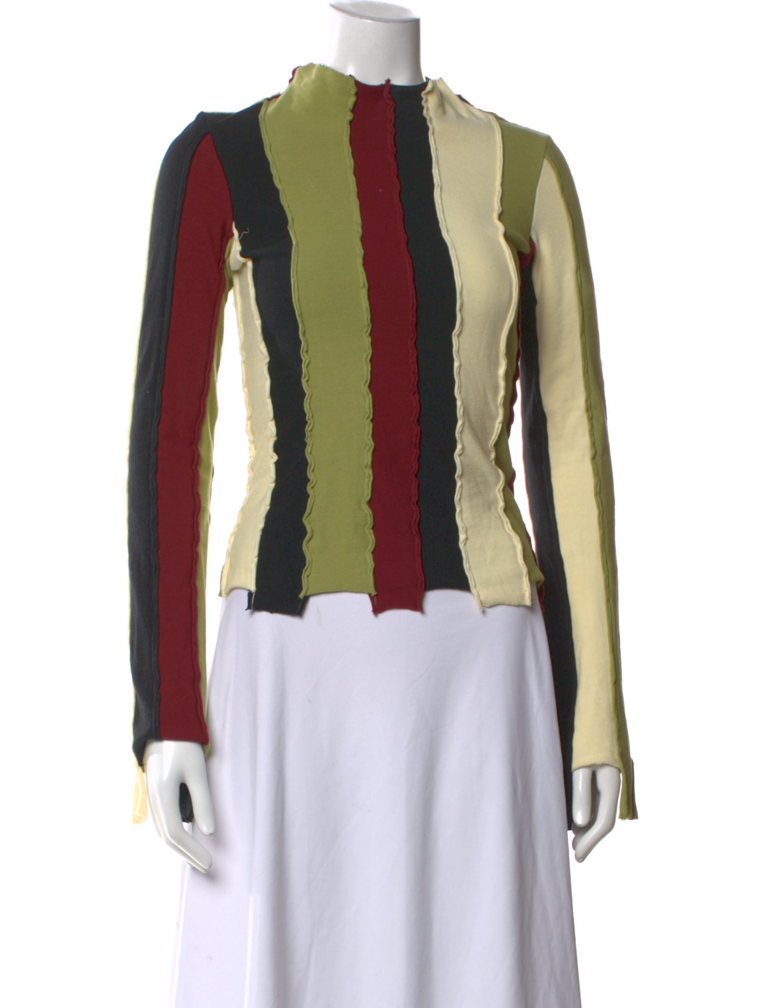 Interior Striped Mock Neck Top