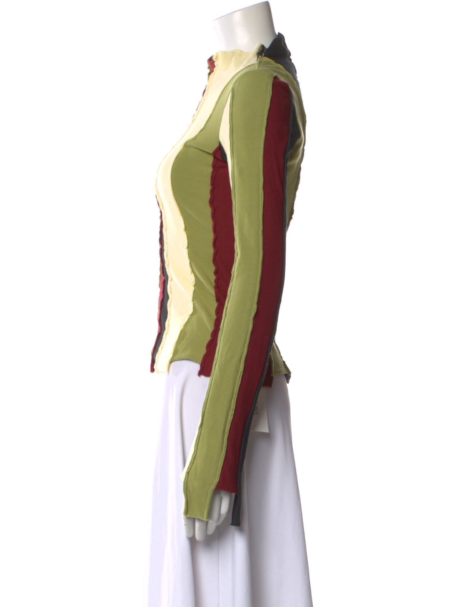 Interior Striped Mock Neck Top