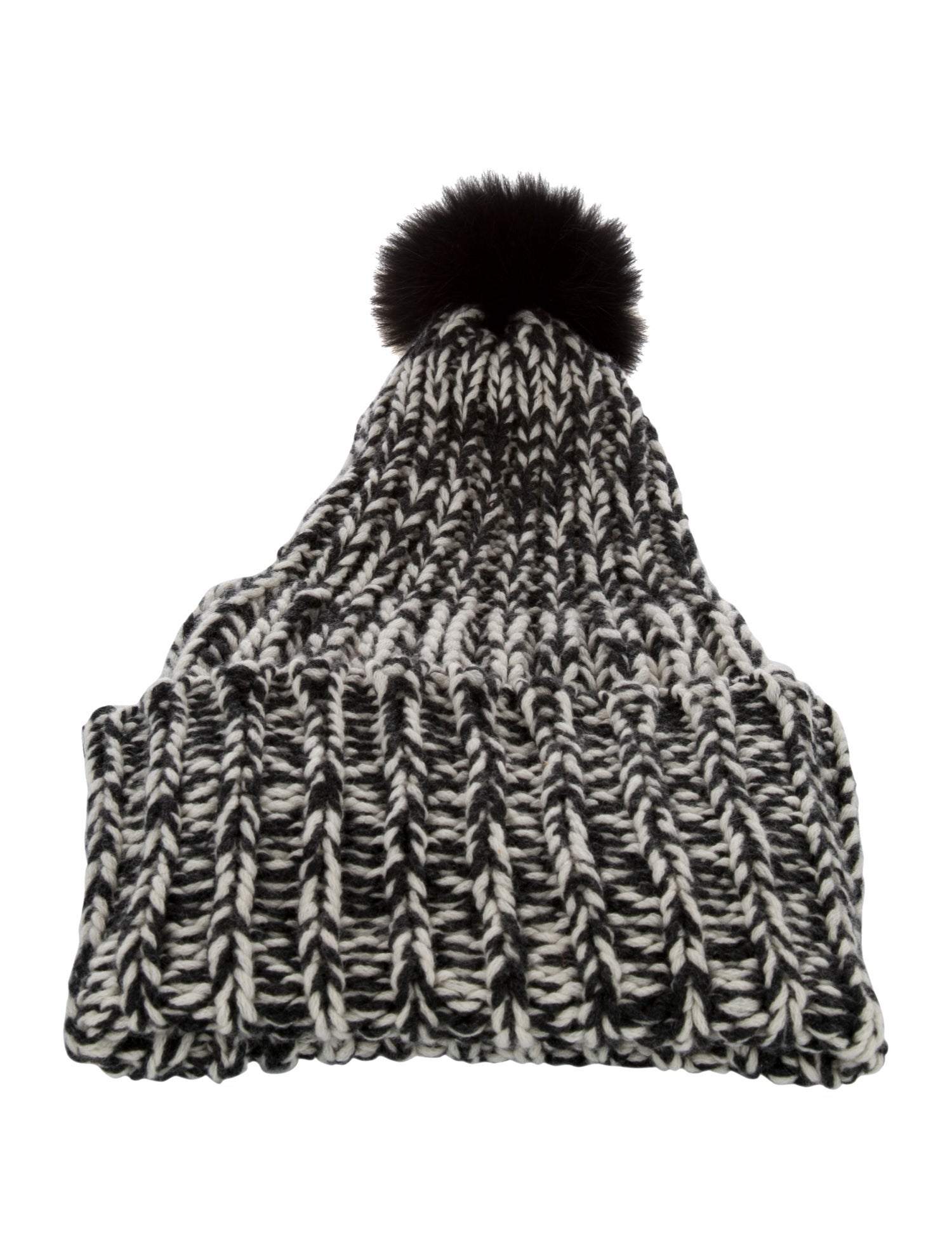 Inverni Cashmere Black Pattern Print Beanie