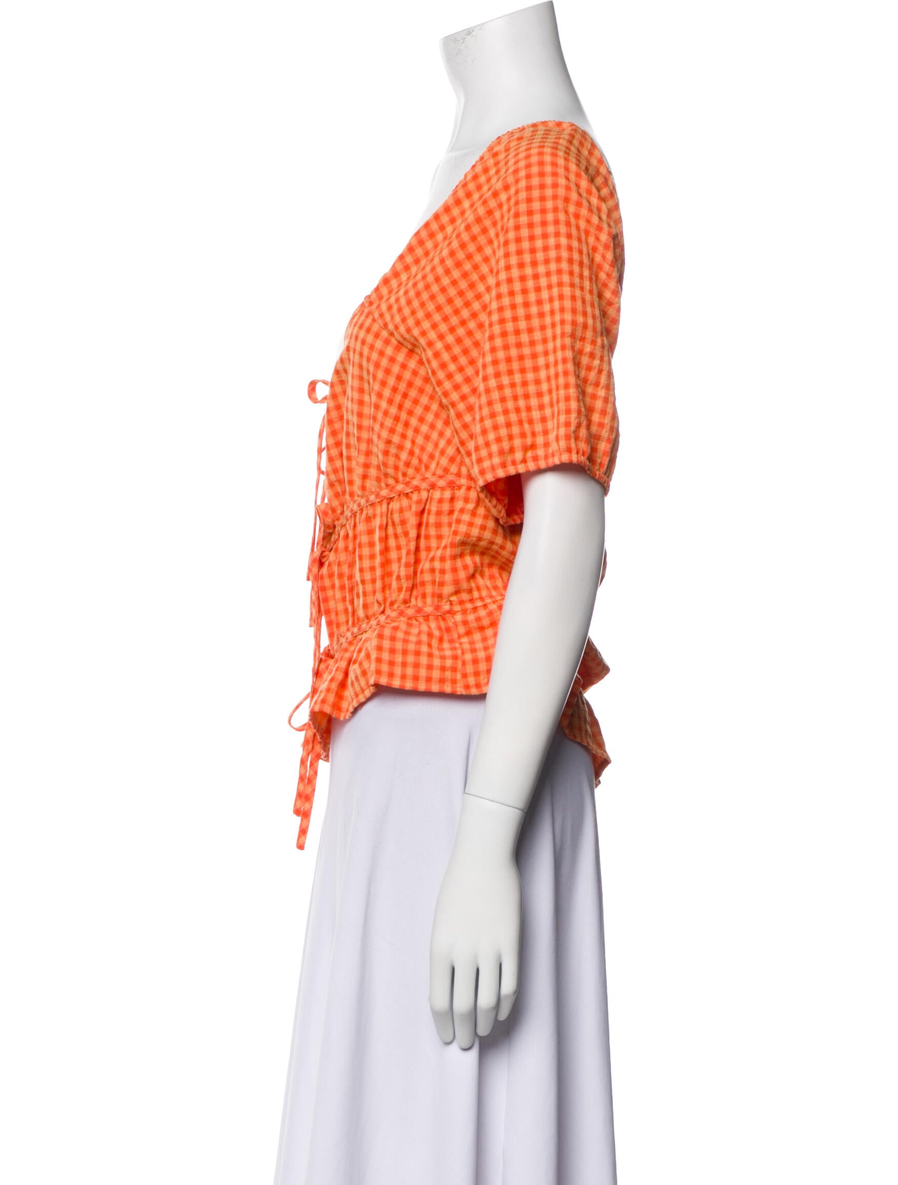 Ioana Ciolacu Plaid Print Scoop Neck Crop Top