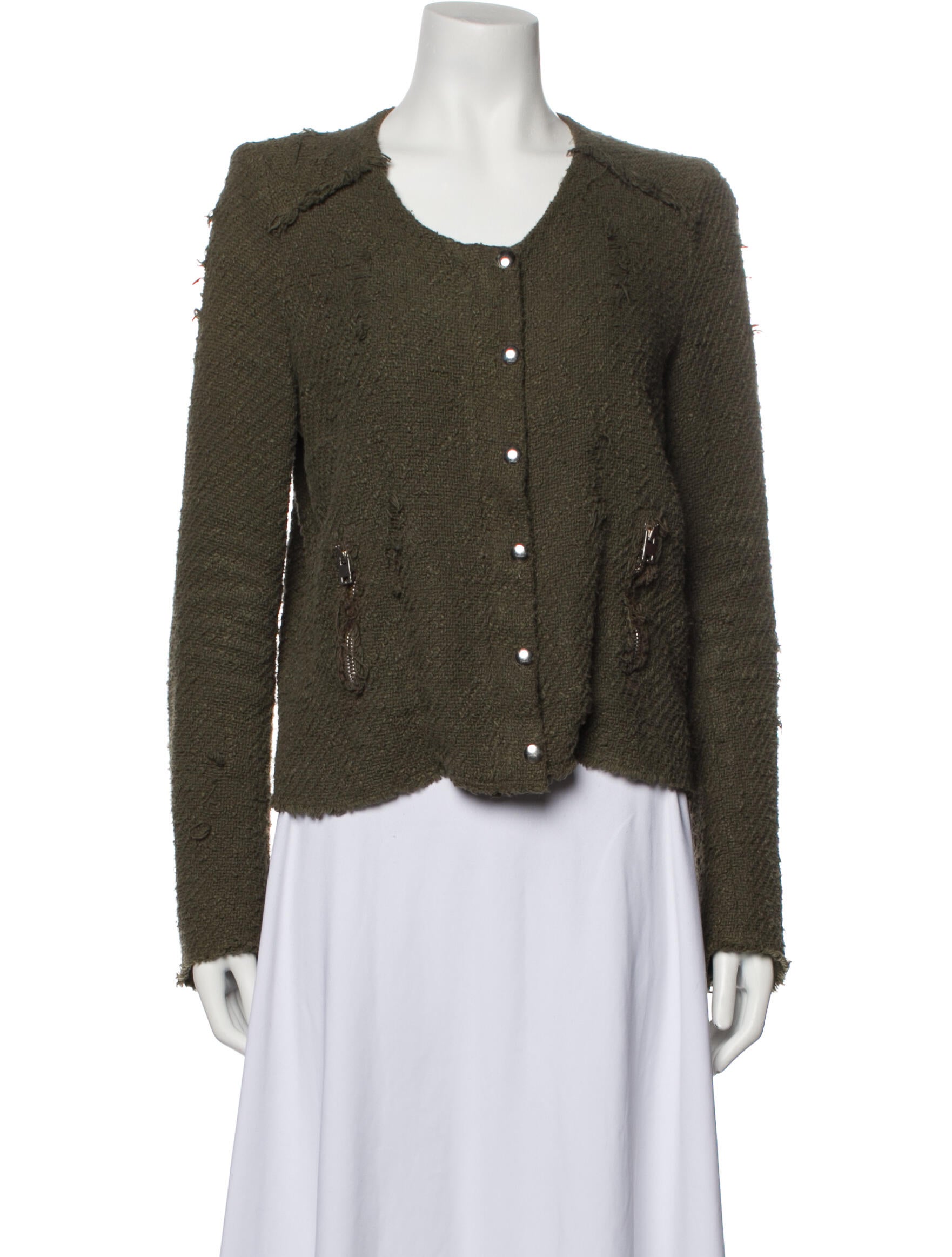 Iro Tweed Pattern Evening Jacket Green Jackets, Clothing WIR118565