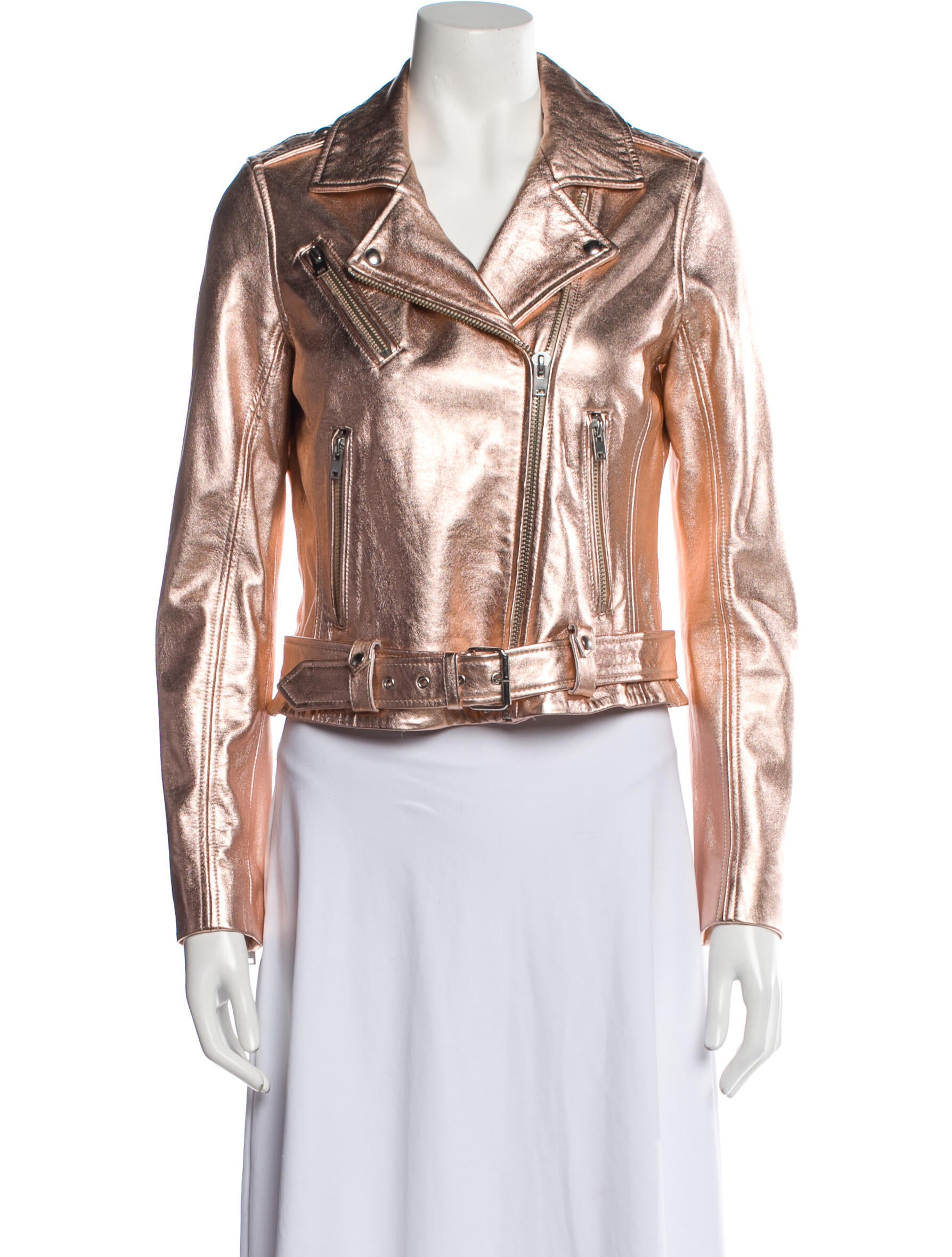 Iro Lamb Leather Biker Jacket Gold Jackets, Clothing WIR130119