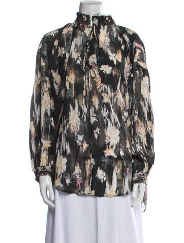 Iro Tops Silk Printed Button-Up Top Us4, Fr36 | S