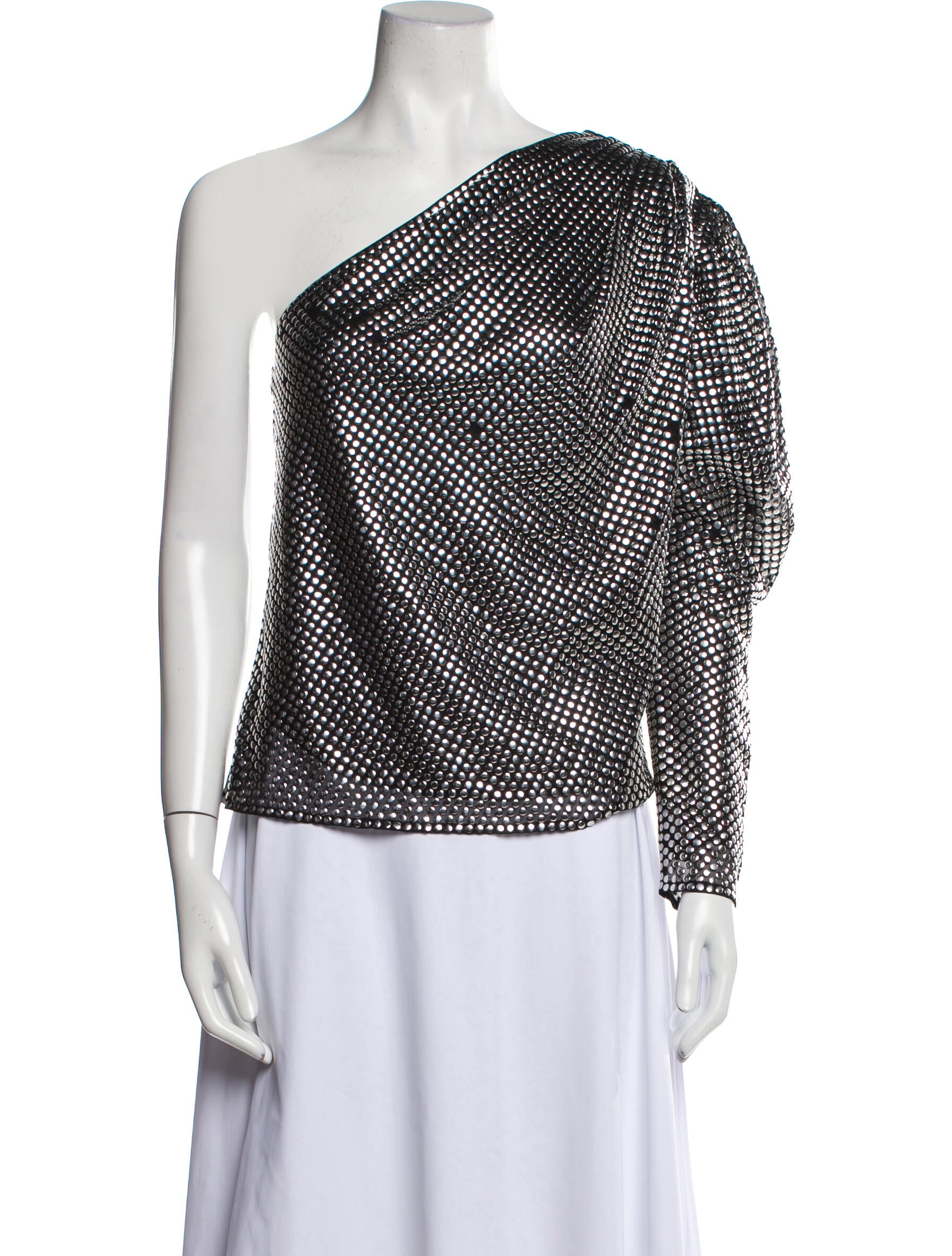 Iro Polka Dot Print One-Shoulder Blouse