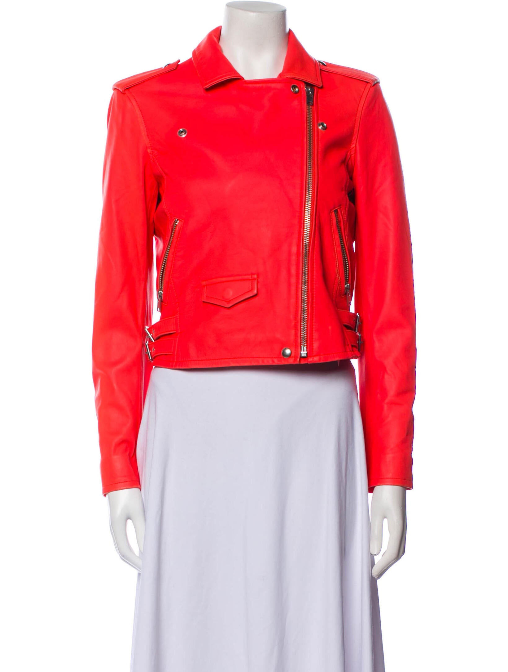 Iro Lamb Leather Biker Jacket Orange Jackets, Clothing WIR145299