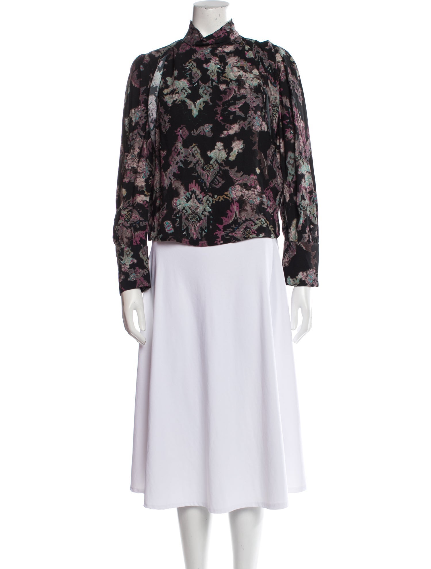 Iro Floral Print Mock Neck Blouse
