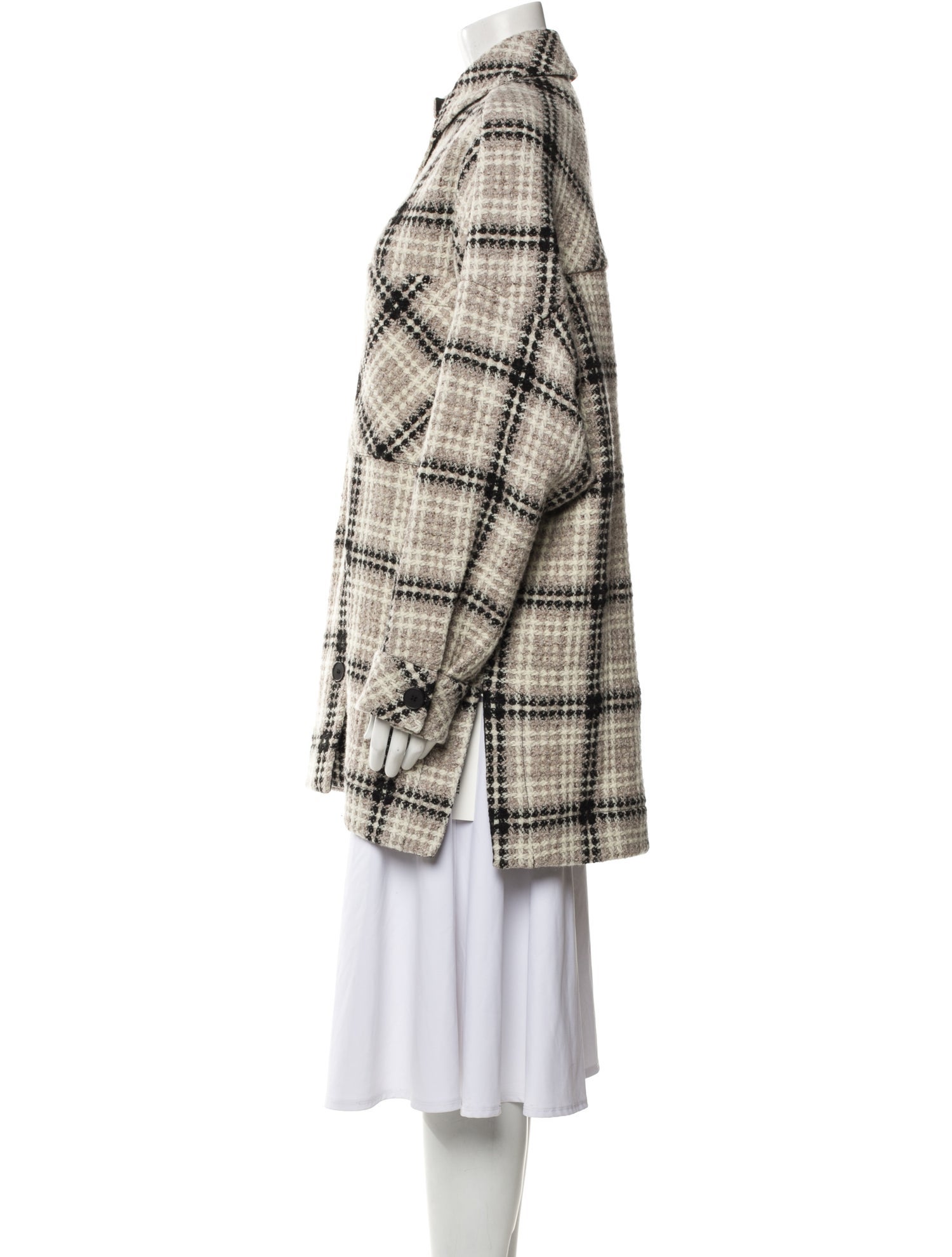 Iro Virgin Wool Plaid Print Coat