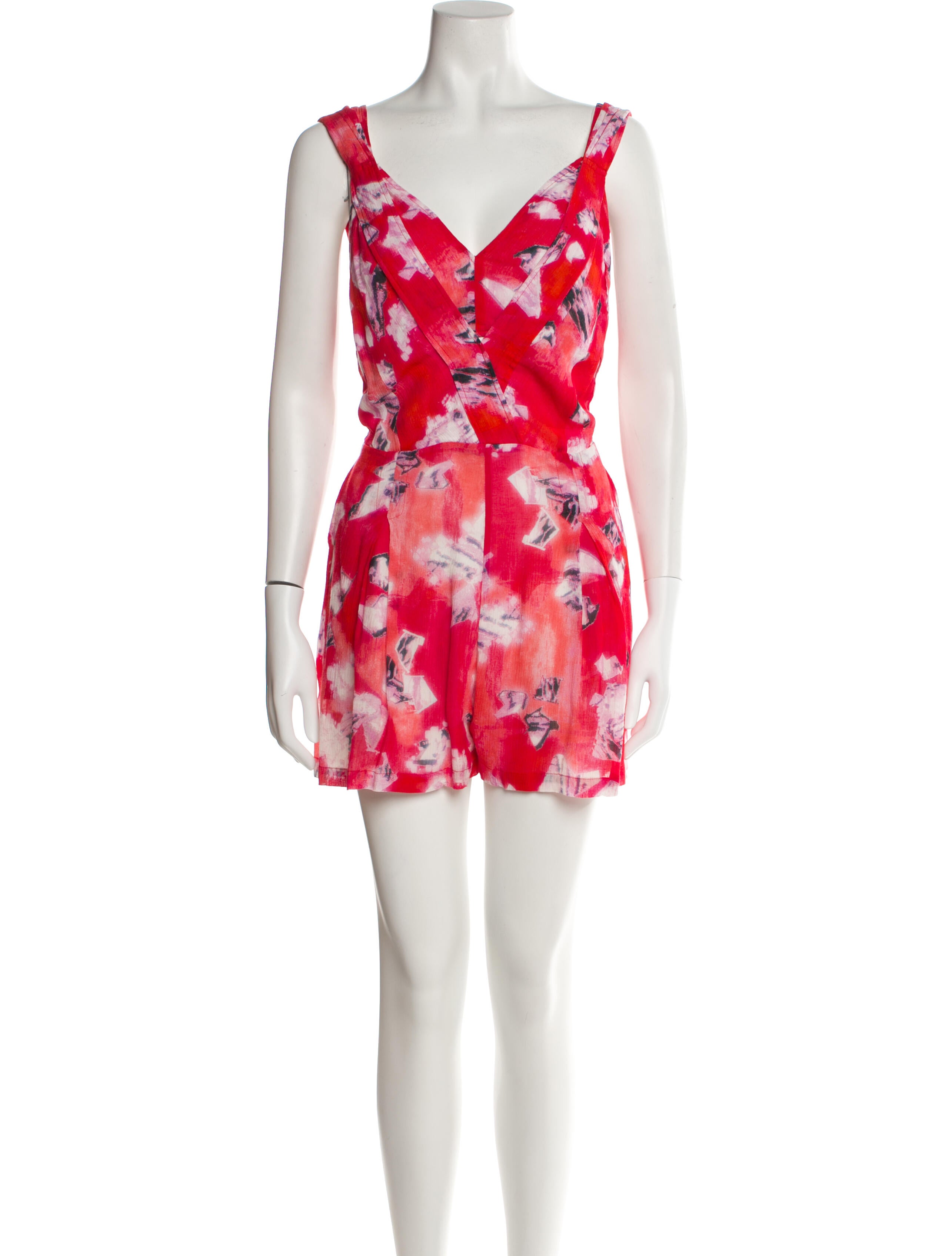Iro Printed Plunge Neckline Romper