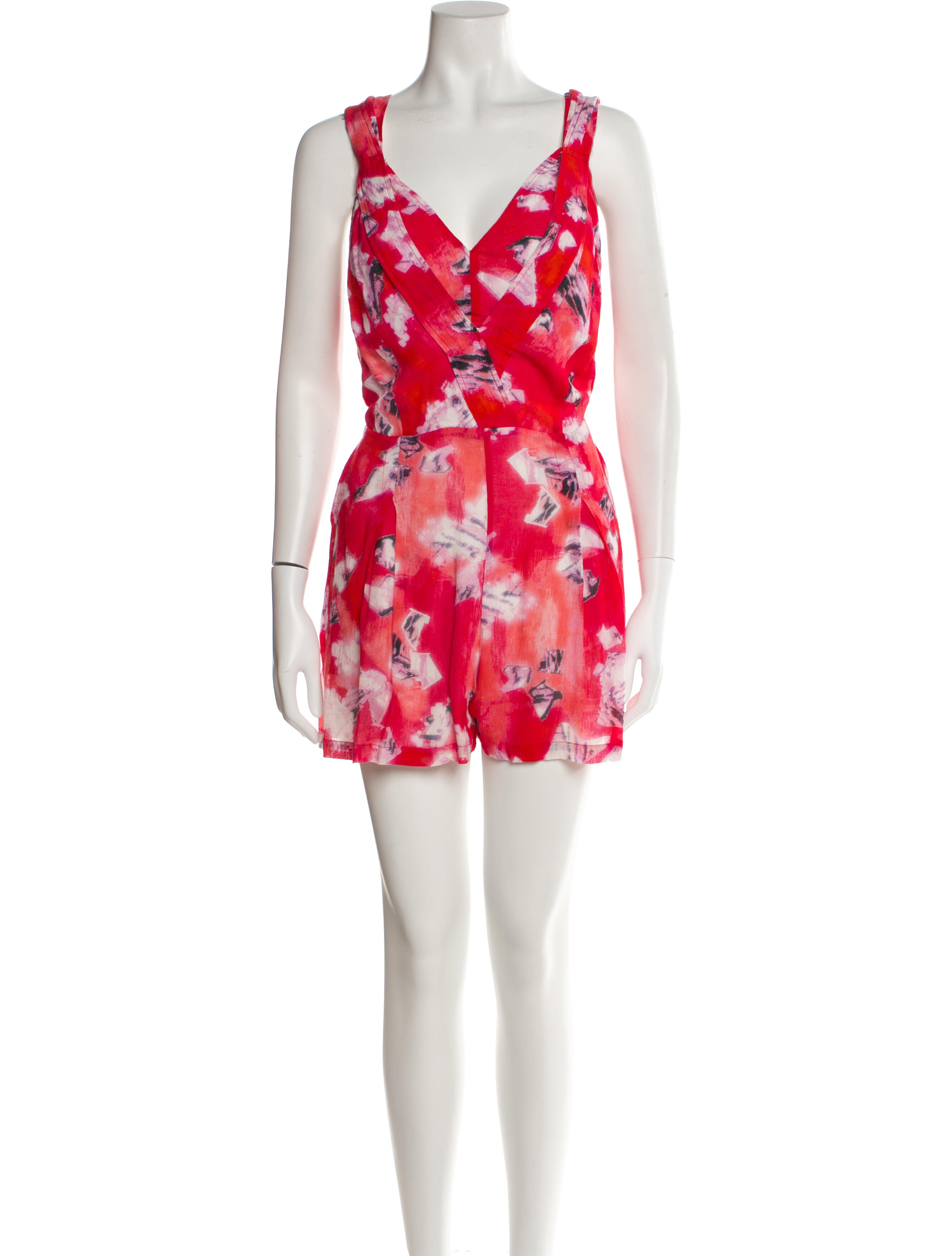 Iro Printed Plunge Neckline Romper
