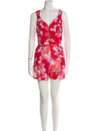 Iro Printed Plunge Neckline Romper