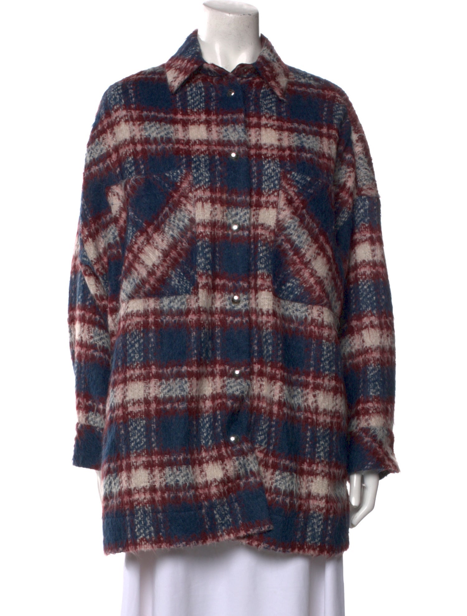 Iro Alpaca Plaid Print Coat