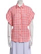 Iro Tweed Pattern Short Sleeve Button-Up Top