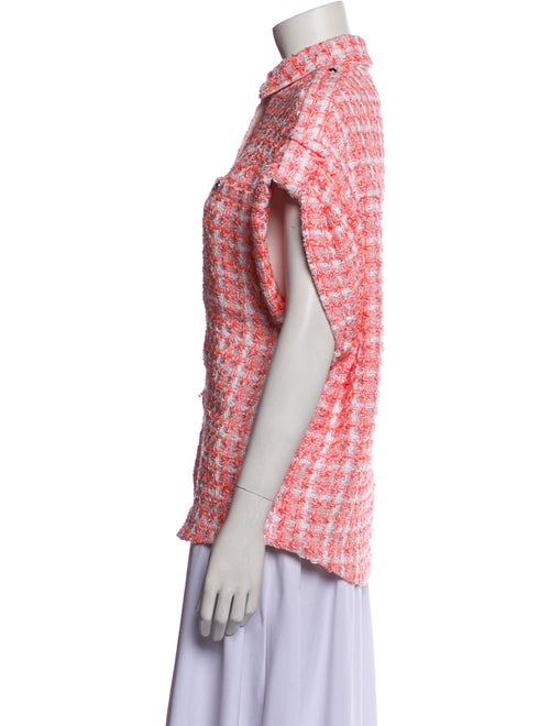 Iro Tweed Pattern Short Sleeve Button-Up Top