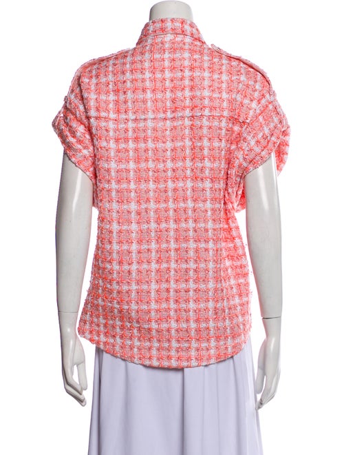 Iro Tweed Pattern Short Sleeve Button-Up Top