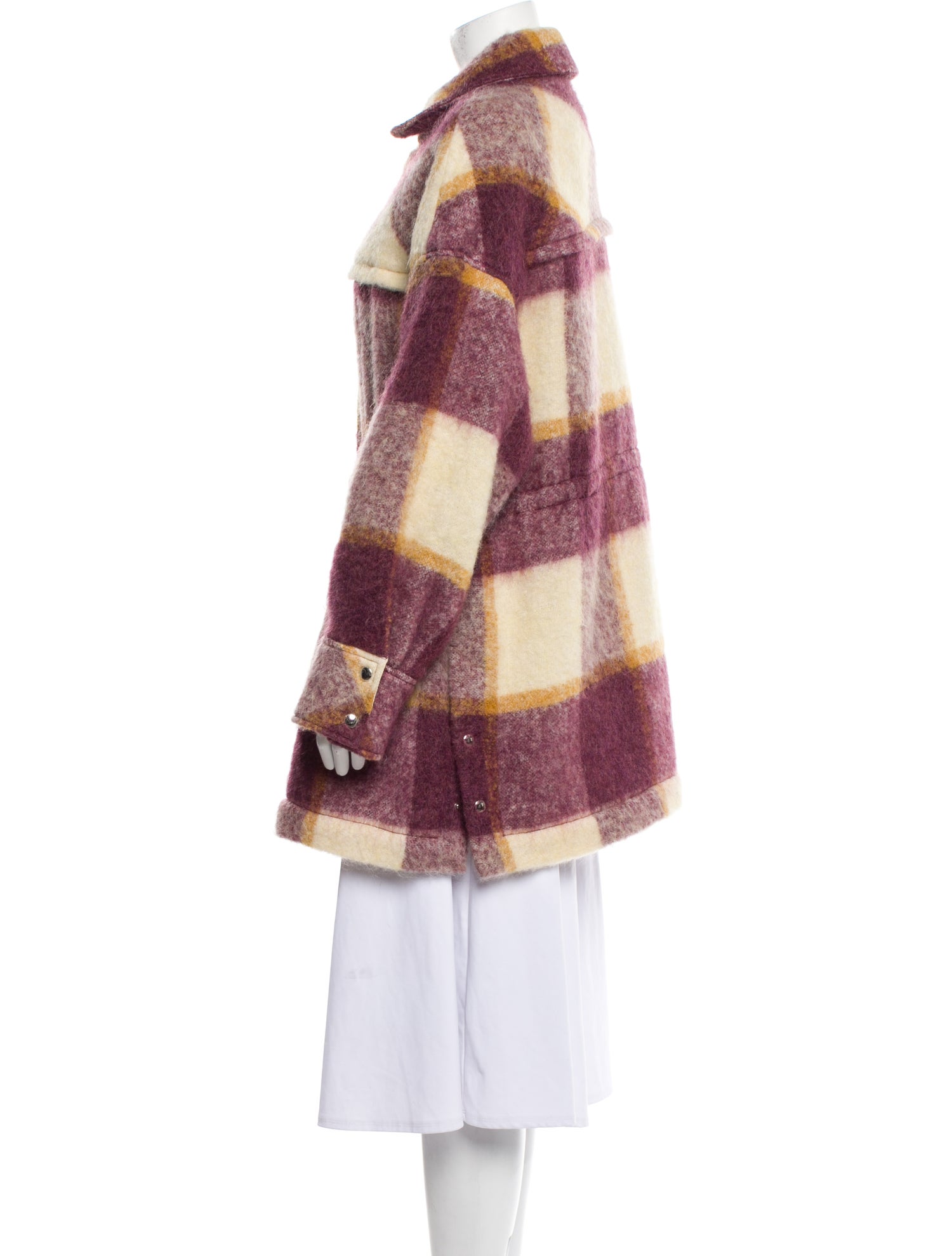 Iro Mohair Plaid Print Peacoat