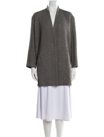 Iro Wool Houndstooth Print Faux Fur Coat