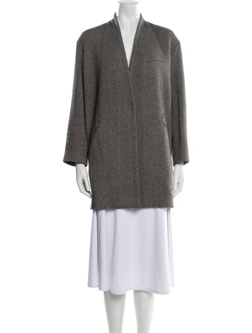 Iro Wool Houndstooth Print Faux Fur Coat