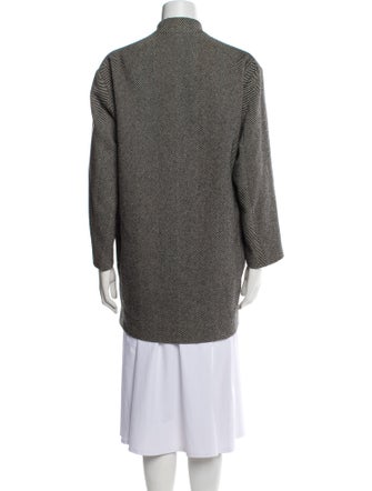 Iro Wool Houndstooth Print Faux Fur Coat