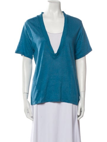 Iro Tops Linen V-Neck T-Shirt S