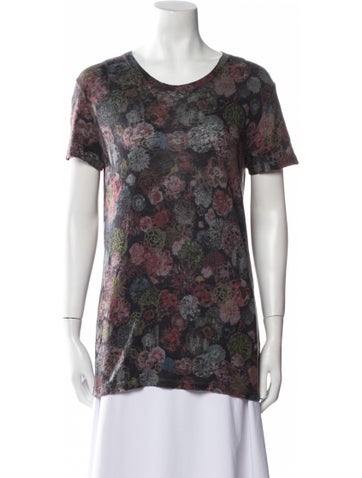 Iro Tops Linen Floral Print T-Shirt XS